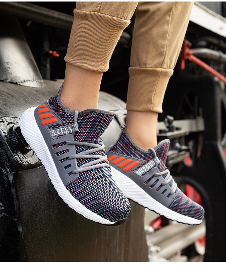 Breathable Flying Knit Work Shoes Comfortable Safety Shoes Kevlar Midsole Steel Toe EVA Sole