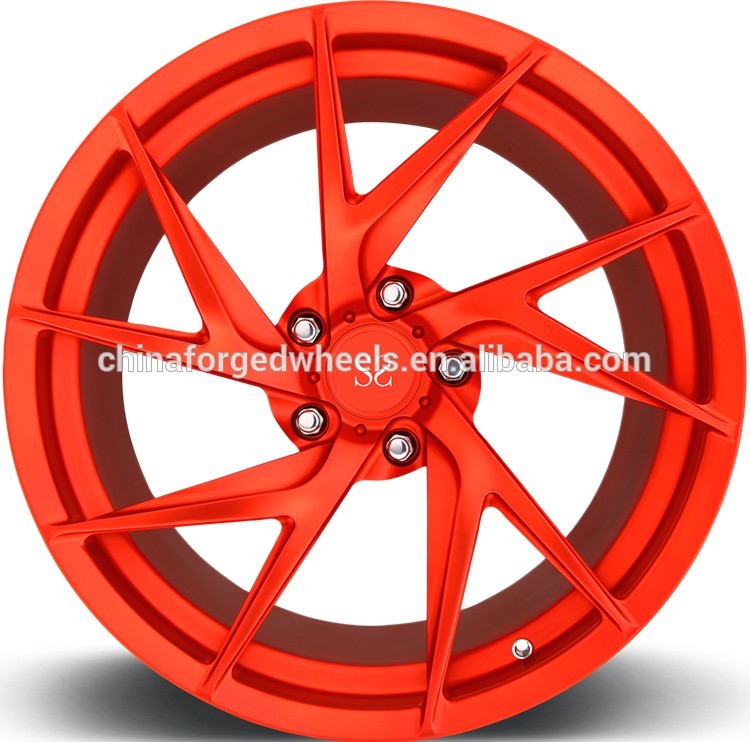 Matt Red Customized 20 Staggered Car Alloy Rims For Porsche 911 Turbo