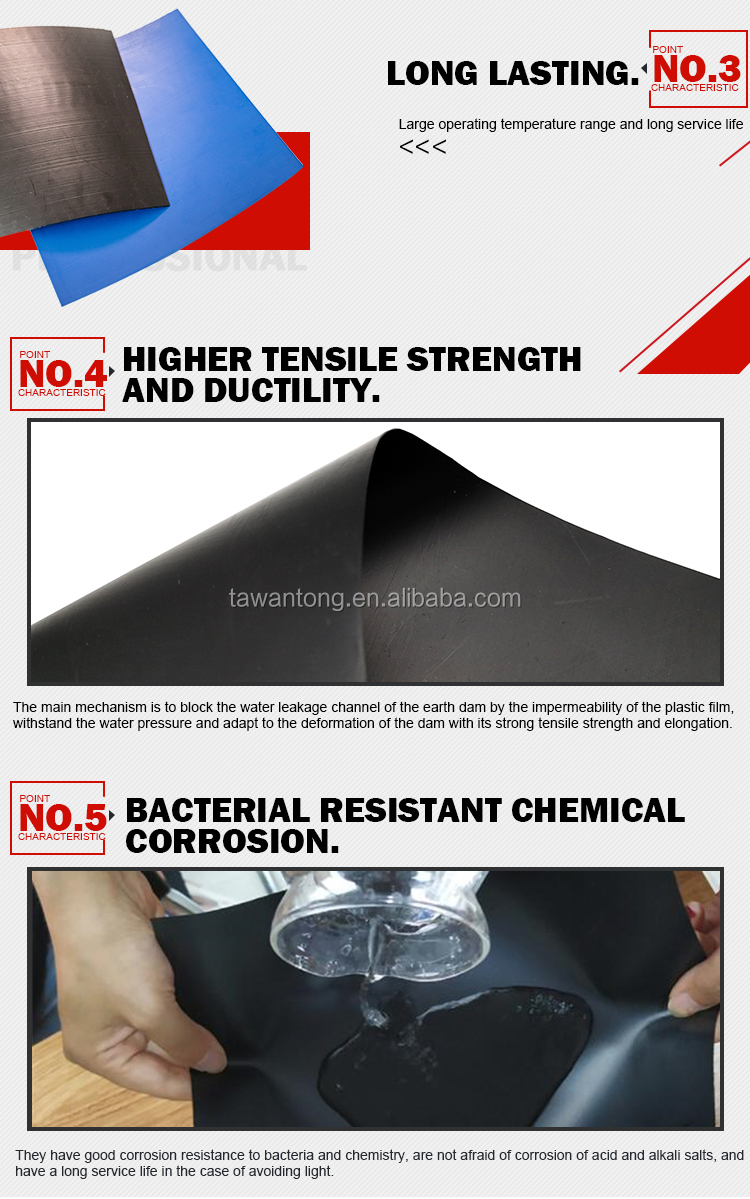 Offers 2mm HDPE Geomembrane with ASTM GRI-GM13 Standard and Online Technical Support