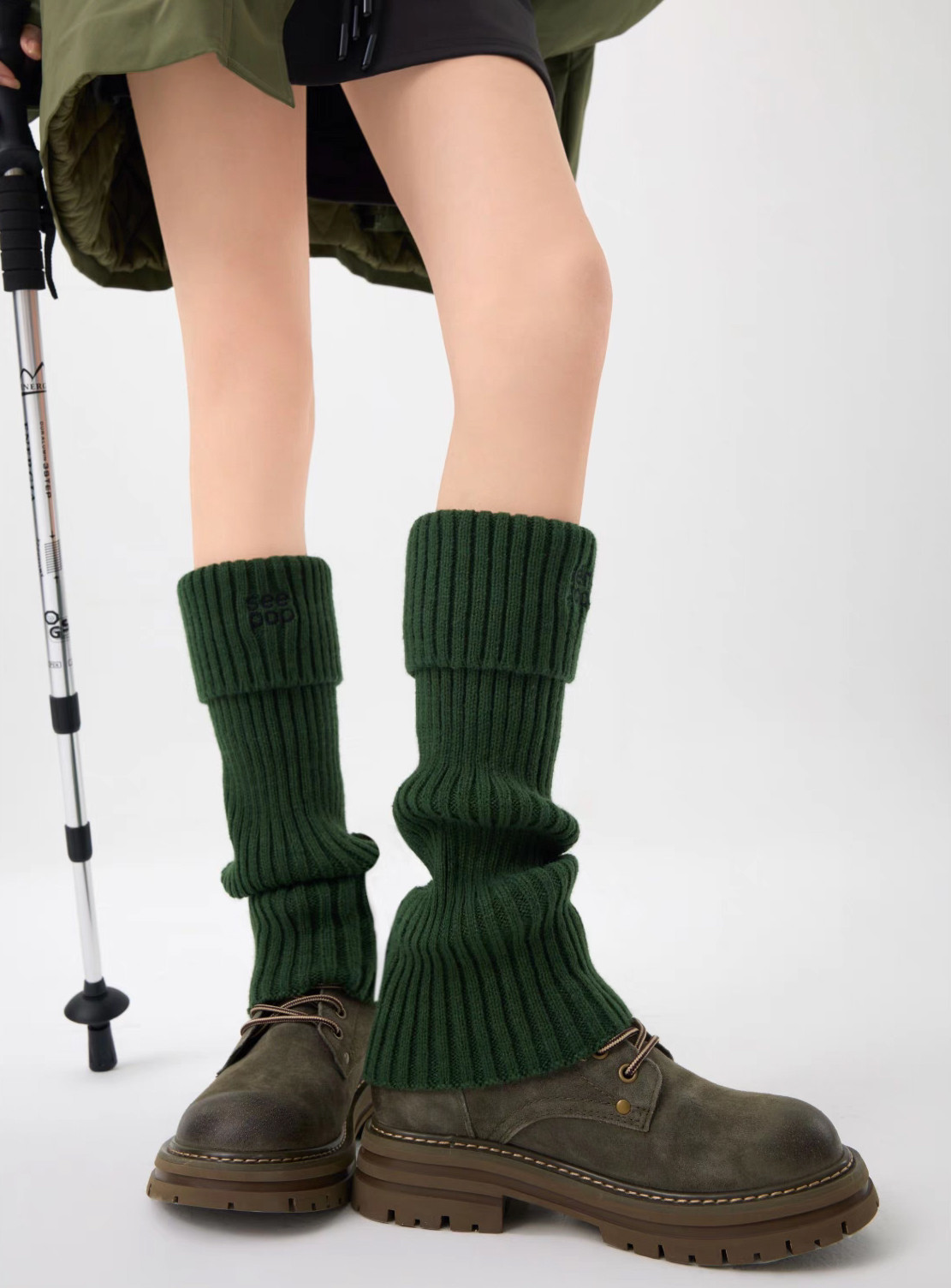 High Stretchy Embroidered Ribbed Leg Warmers For Women Winter Party Usage