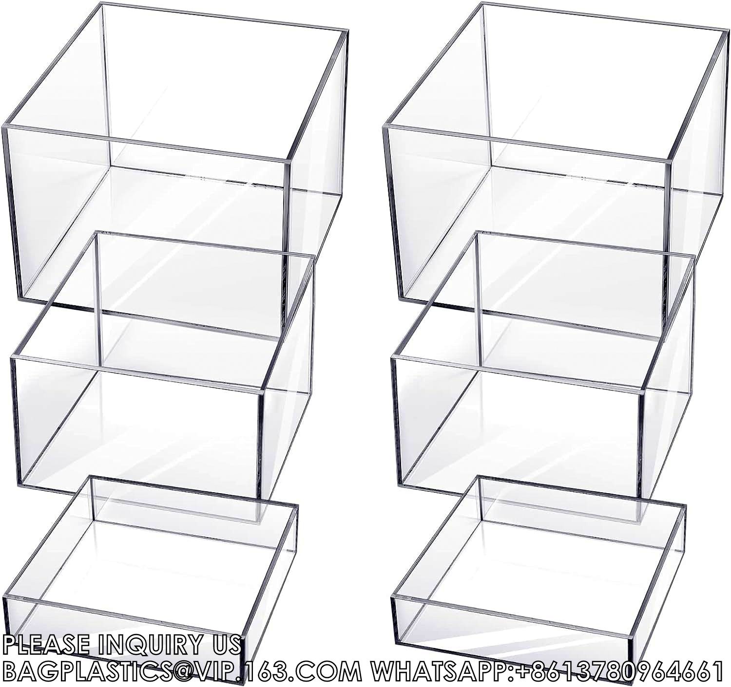 Acrylic Display Risers Acrylic Boxes Acrylic Display Nesting Cubes 5 Sided With Hollow Bottoms Display Stand Shelf