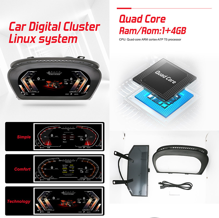 Digital Dash Cluster For BMW E70 Car Speedometer 12.3inch IPS Screen With Resolution 1920*720
