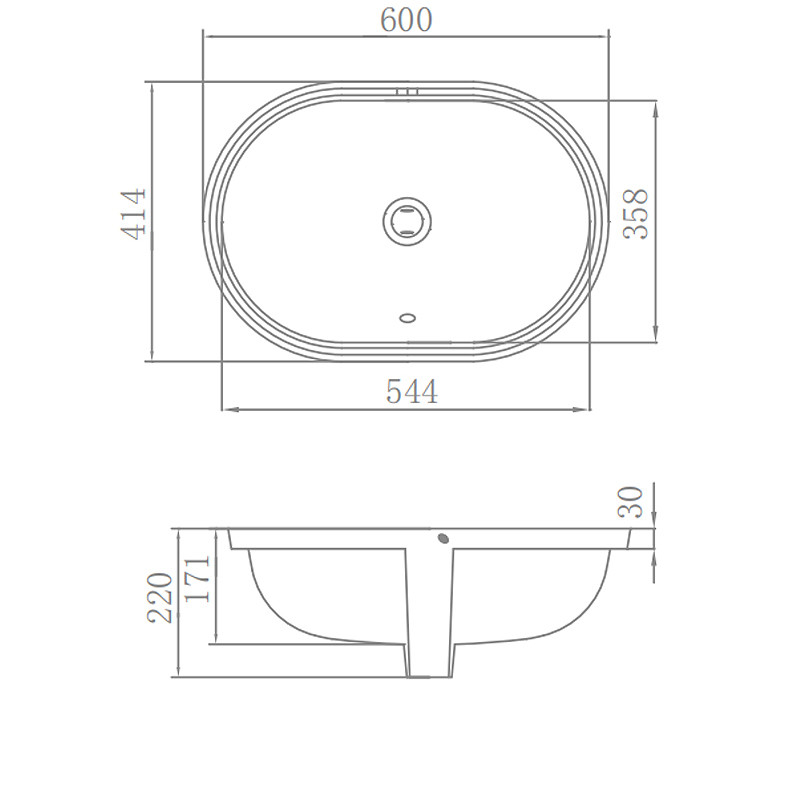 UPC Under Counter Basin , Ceramics Glazed Oval Wash Hand Basins