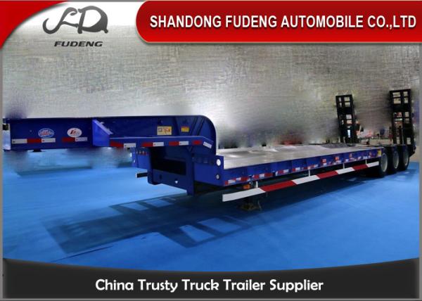 Transport Heavy Large Machine Low Flatbed Trailer , 45 Ton - 55 Ton Low Bed