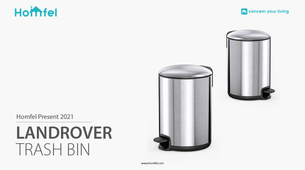 20L Stainless Steel Kitchen Bathroom Thin Lid Pedal Trash Bin Waste Bin Dustbin Soft Close Round Metal Trash Can Durable