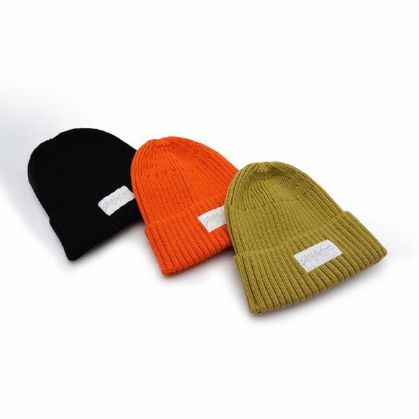Knit Cuffed Acrylic Slouchy Beanie Streetwear Private Woven Label Fisherman