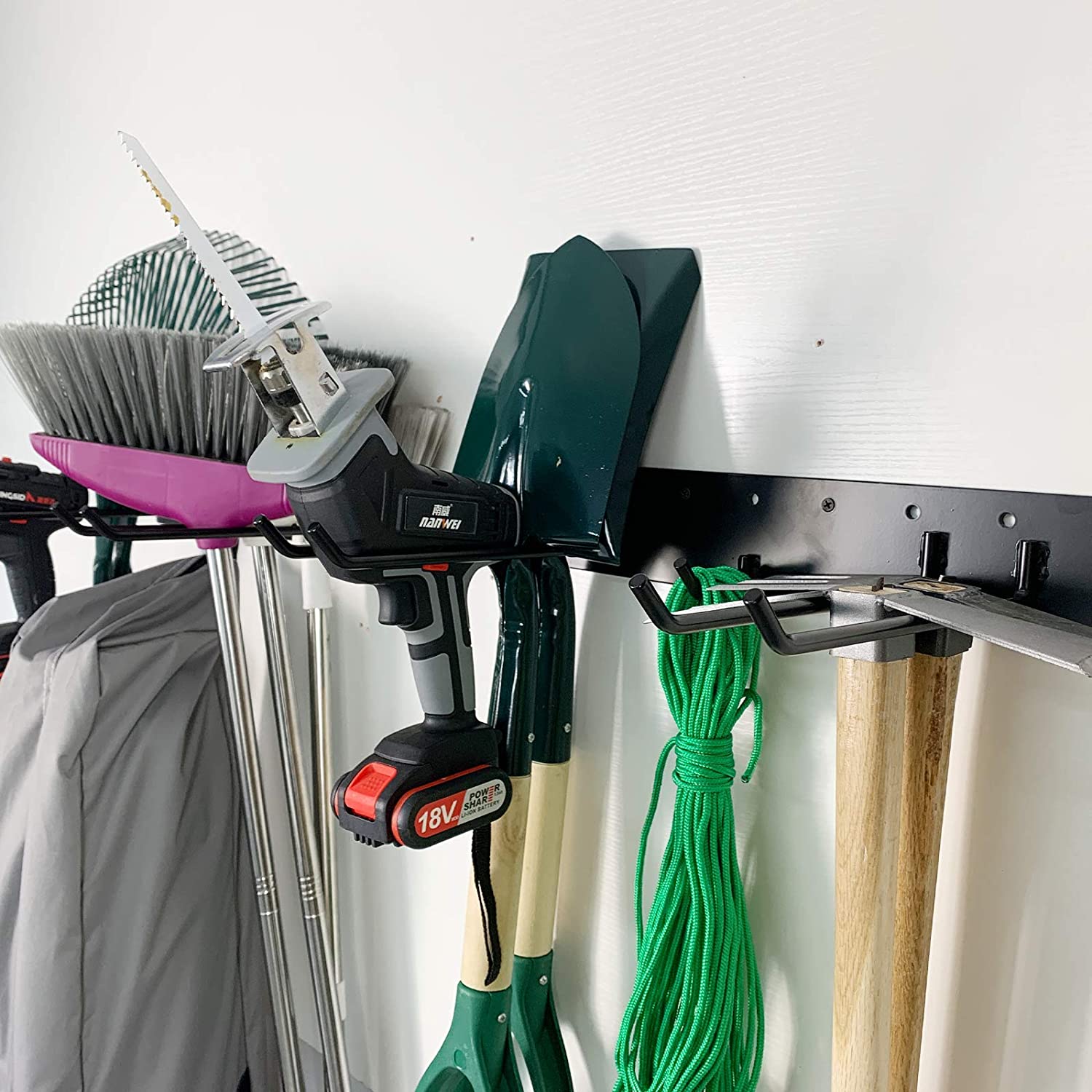 Garage wall mounted tool rack and storage organizers shelving with included hardware