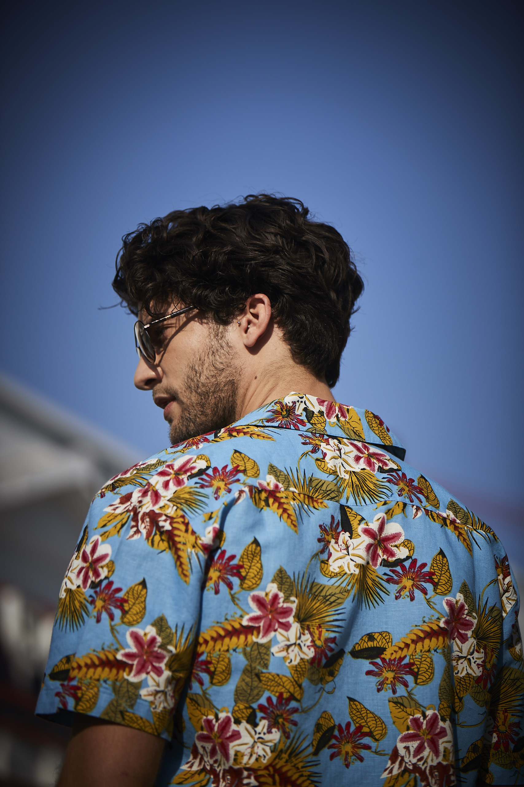 colorful Men's Casual Short Sleeve Shirts Summer Blue Printed