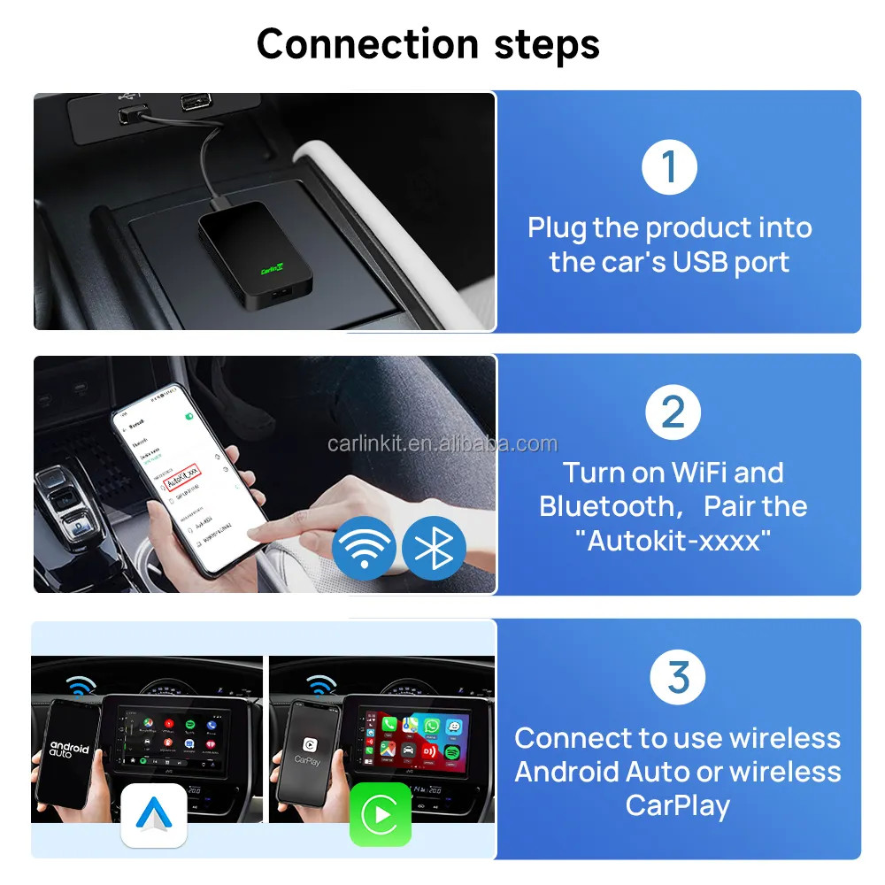 Wired To Wireless Smart Android Auto And Apple Carplay Dongle 2Air AI BOX Wireless USB Wifi BT Adapter