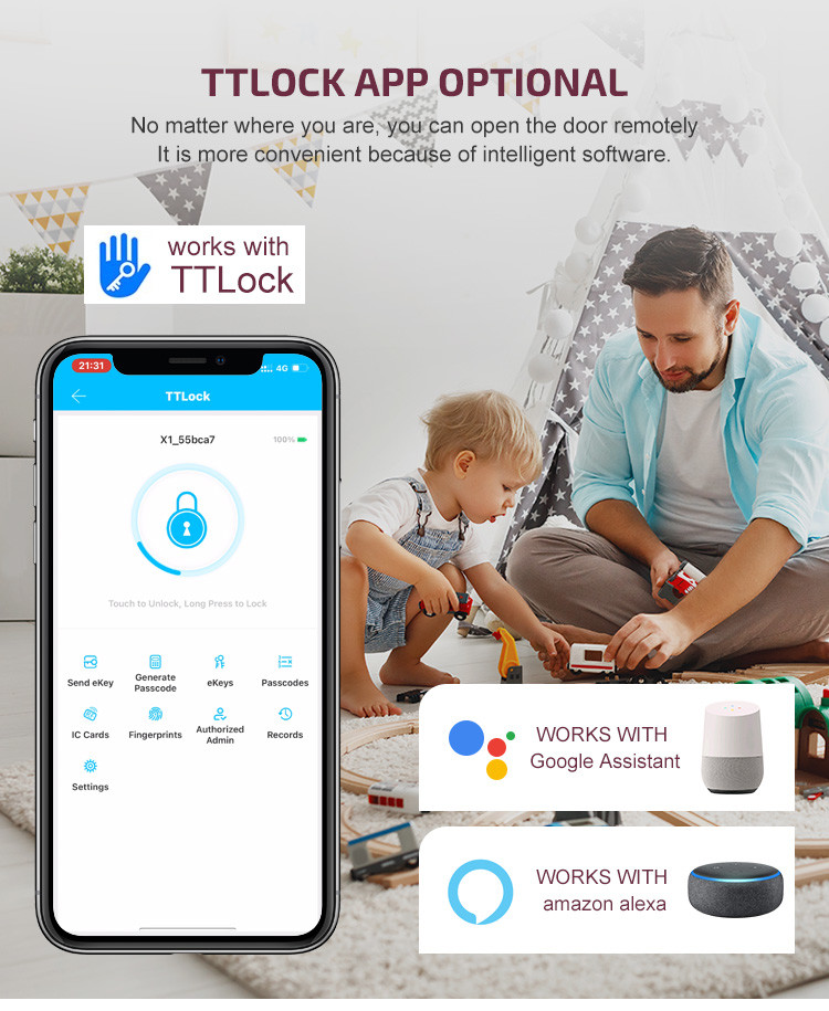 Electric Tuya APP Smart Wifi Door Lock Digital Biometric Fingerprint Door Lock