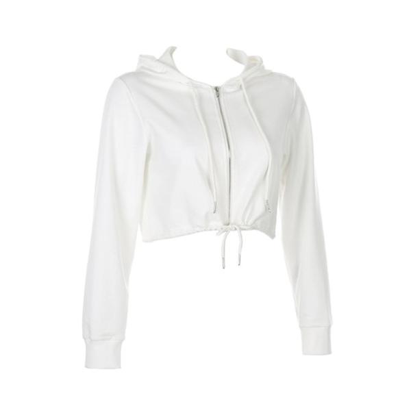 Manufacturer Women Spring Fall Drawstring Crop Top Sweatshirt Full Zipper