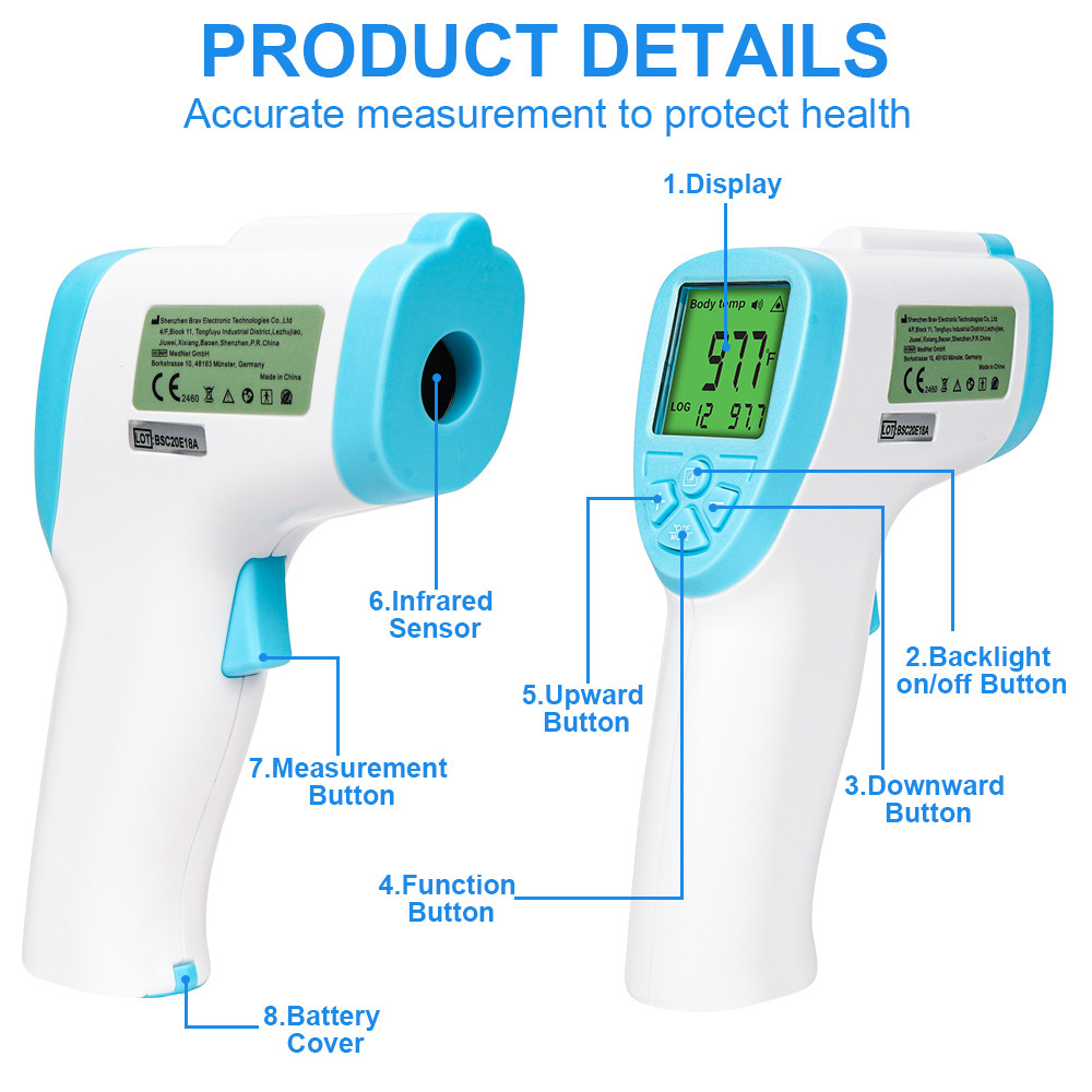 IR Digital Forehead Thermometer Non-Contact Child Adult Baby Medical LCD Display