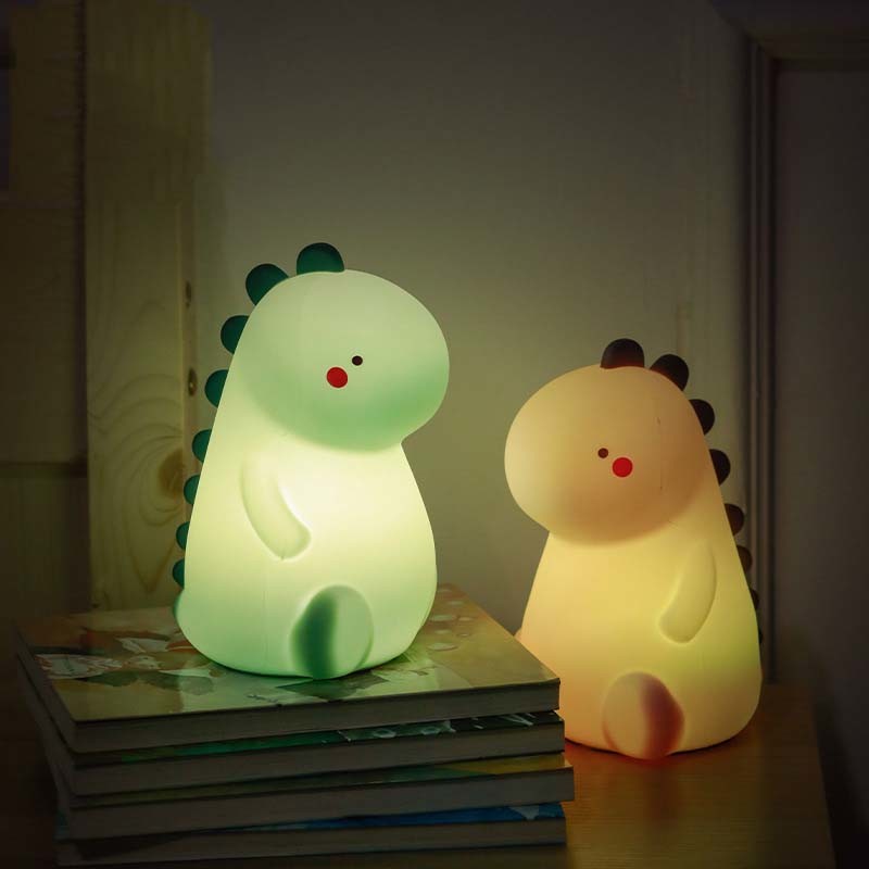 16 Color Changing Silicone Dinosaur Night Light Animal Silicone Night Lamp USB Rechargeable Touch Control Besides Lamp