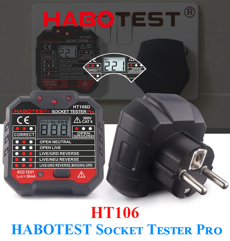 LCD Display Plug Socket Tester , CE Electric Socket Tester