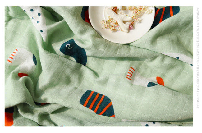 Portable Printed Swaddle Wrap Blanket Eco Friendly 100 Percent Soft Cotton