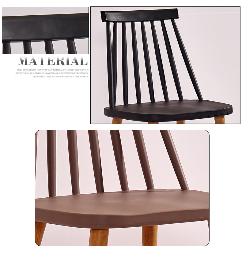 Small Non Slip Plastic Dining Chairs With Wood Print Transfer Iron Legs