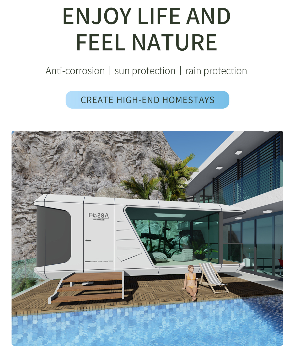 Expandable Galvanized Steel Frame Prefab Capsule House Office For Hotel 10T