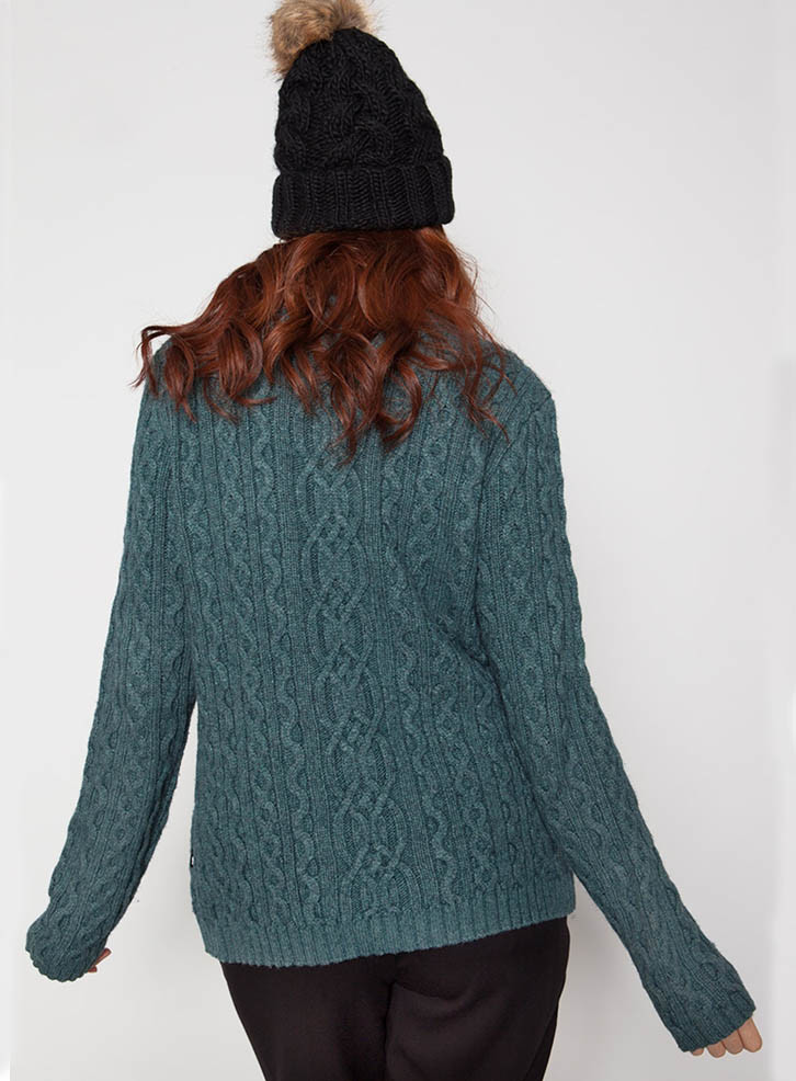Cable Knitted High Neck Pullover , Custom Warm Easy Crochet Pullover Sweater