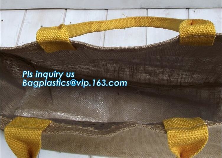 Multifunctional jute bag with low price,Natural Burlap Tote Bags Reusable Jute Bags with Full Gusset,shoulder strap plai