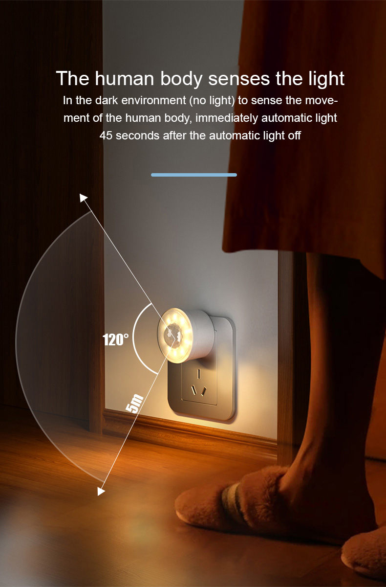 Intelligent Human Body Sensing Light Control Socket Plug for Aisle Stairway and Toilet