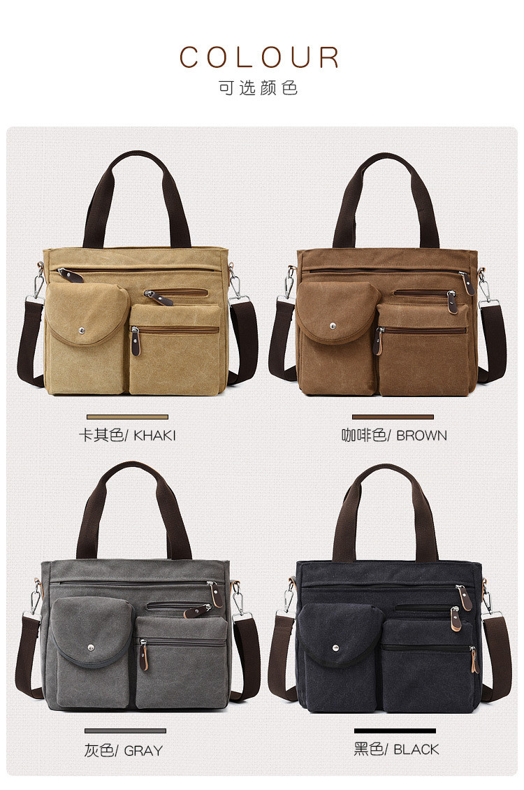 Washable Mens Canvas Briefcase Laptop Bag For 11.6 / 14 Inch Notebook Computer