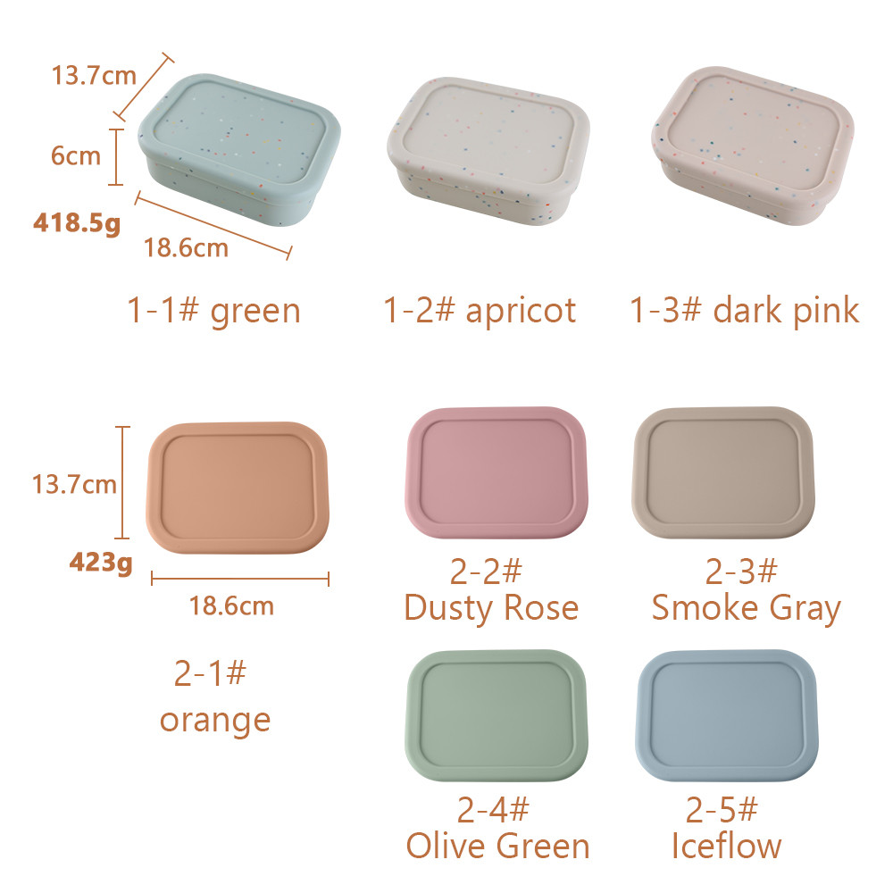 Stackable Silicone Bowl With Lid Cover Lunch Box Bento Set Microwave Safe