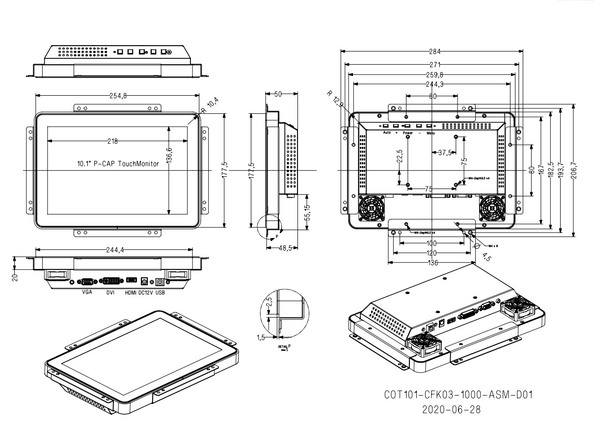 10.1 Inch Dustproof LCD Touch Screen , 3.3V Capacitive Touch Screen Monitor