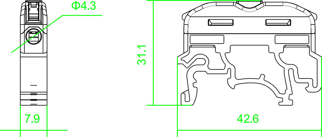 Gray Din Rail Terminal Blocks / Din Rail Mounted Connectors 400V 32A