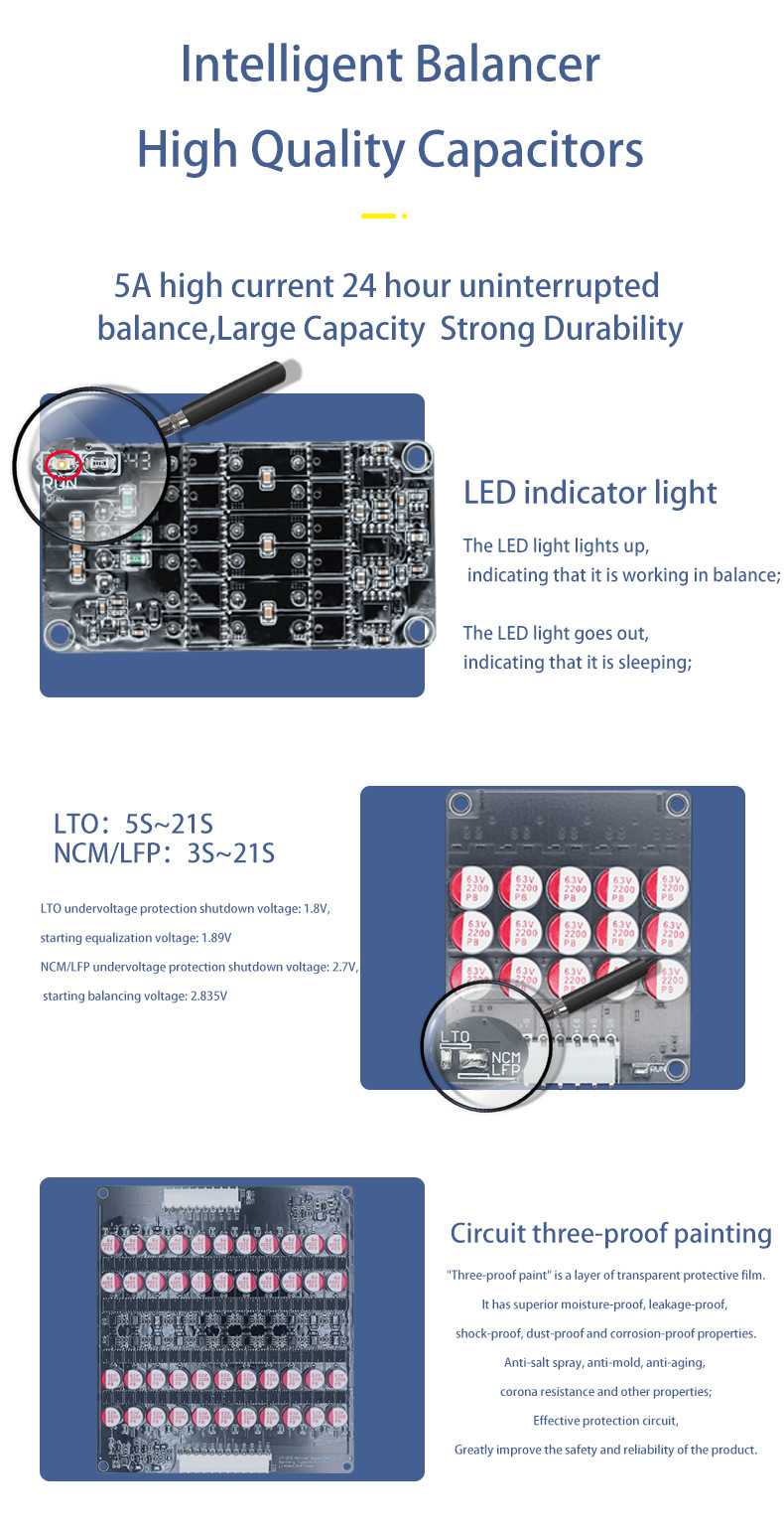 3S 4S 5S 6S 7S 8S 14S 16S 21S 5A Active Balancer Li-ion Lifepo4 LTO Battery Equalizer Energy Transfer