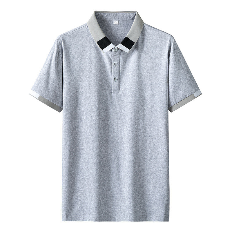 Leisure Embroidery Slim Fit Black T Shirt Mens Lapel POLO Shirts For Muscular Guys