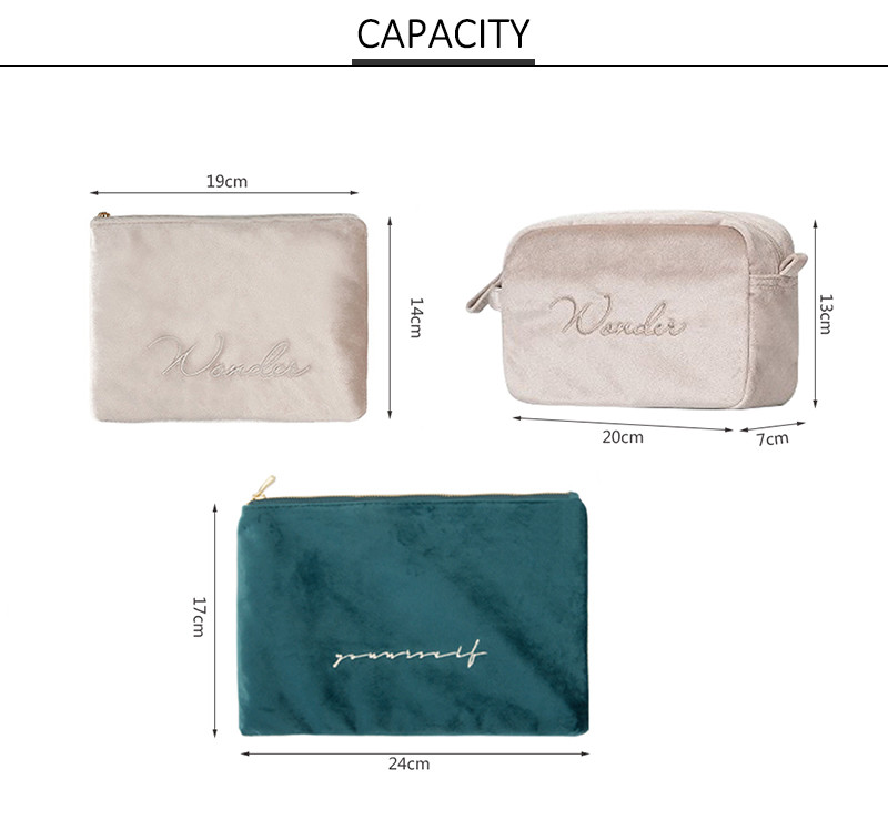 Multifunction Girls Velvet Cosmetic Makeup Bag For Travel