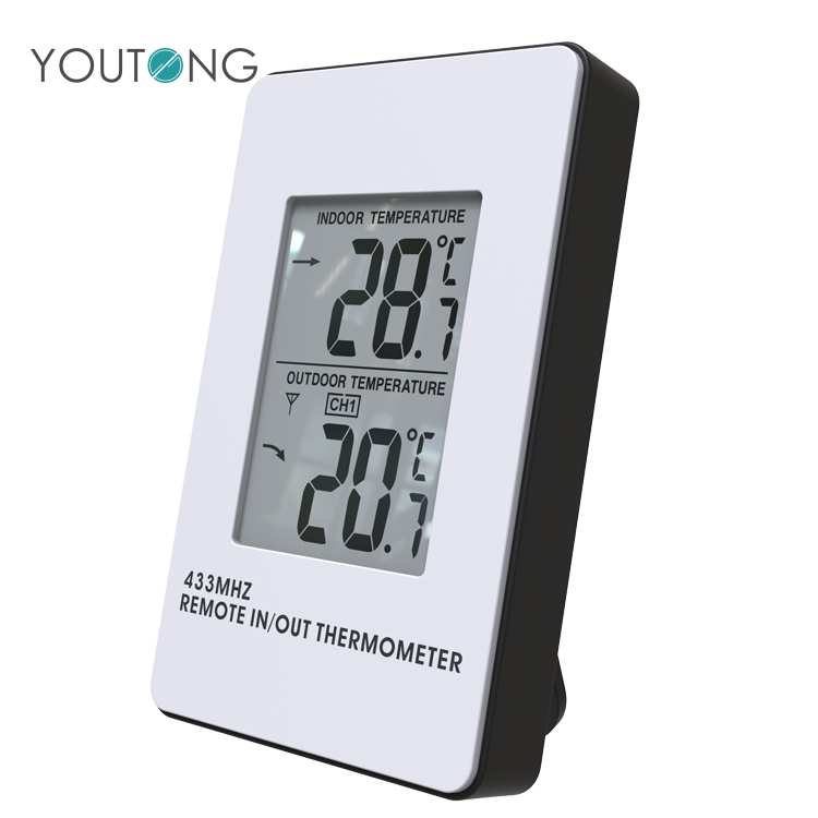 433MHz Remote Weather Station Wall Mounting Freestanding Indoor Outdoor Thermometer Wireless
