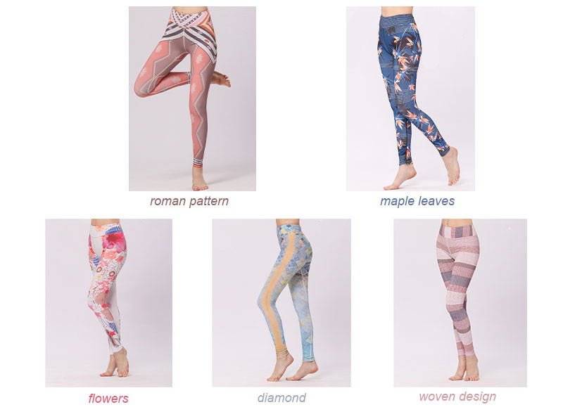 OEM Custom Push Up Patterned Yoga Pants Fitness Colorful High Wasited