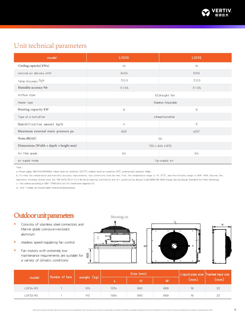 Vertiv Liebert LPC 15KW Constant Temperature Humidity Air Conditioning for Industrial