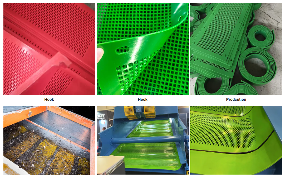 Self Cleaning Red Polyurethane Flexible Screen Mats for Moist Viscous Materials