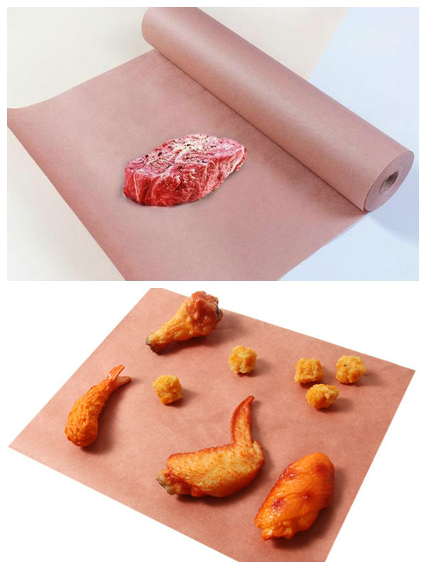 66gram 70gram Greaseproof Kraft Butcher Paper For Meat Package 60cm Wdith Roll 