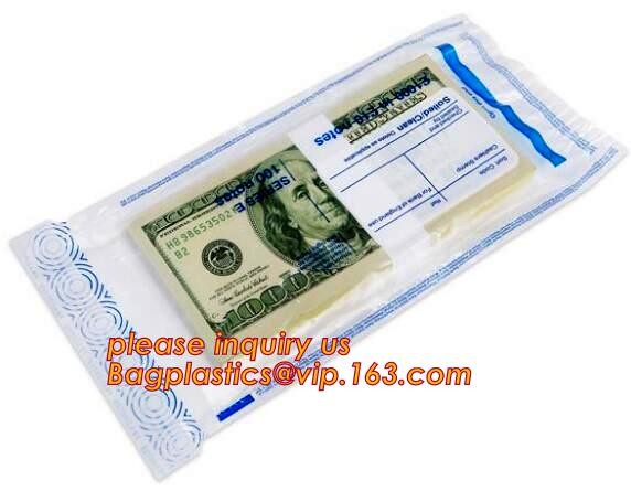 Security plastic bag with adhesive tape for cash, plastic money bag, Security Money Cash Bag For Airport/Bank and police