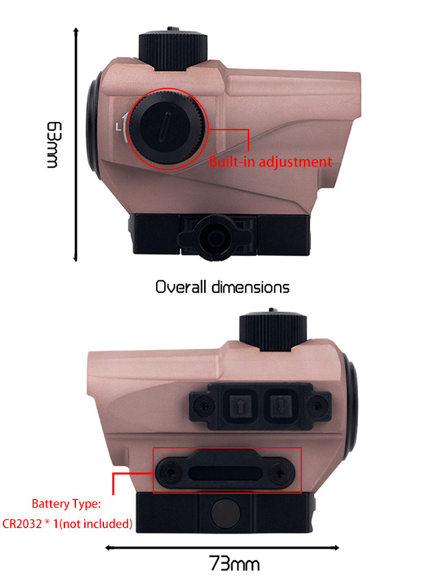 Tactical D10 1 X 27 Red Dot Sight 1.5 MOA Manual Key Switch With 20mm Riser Mount