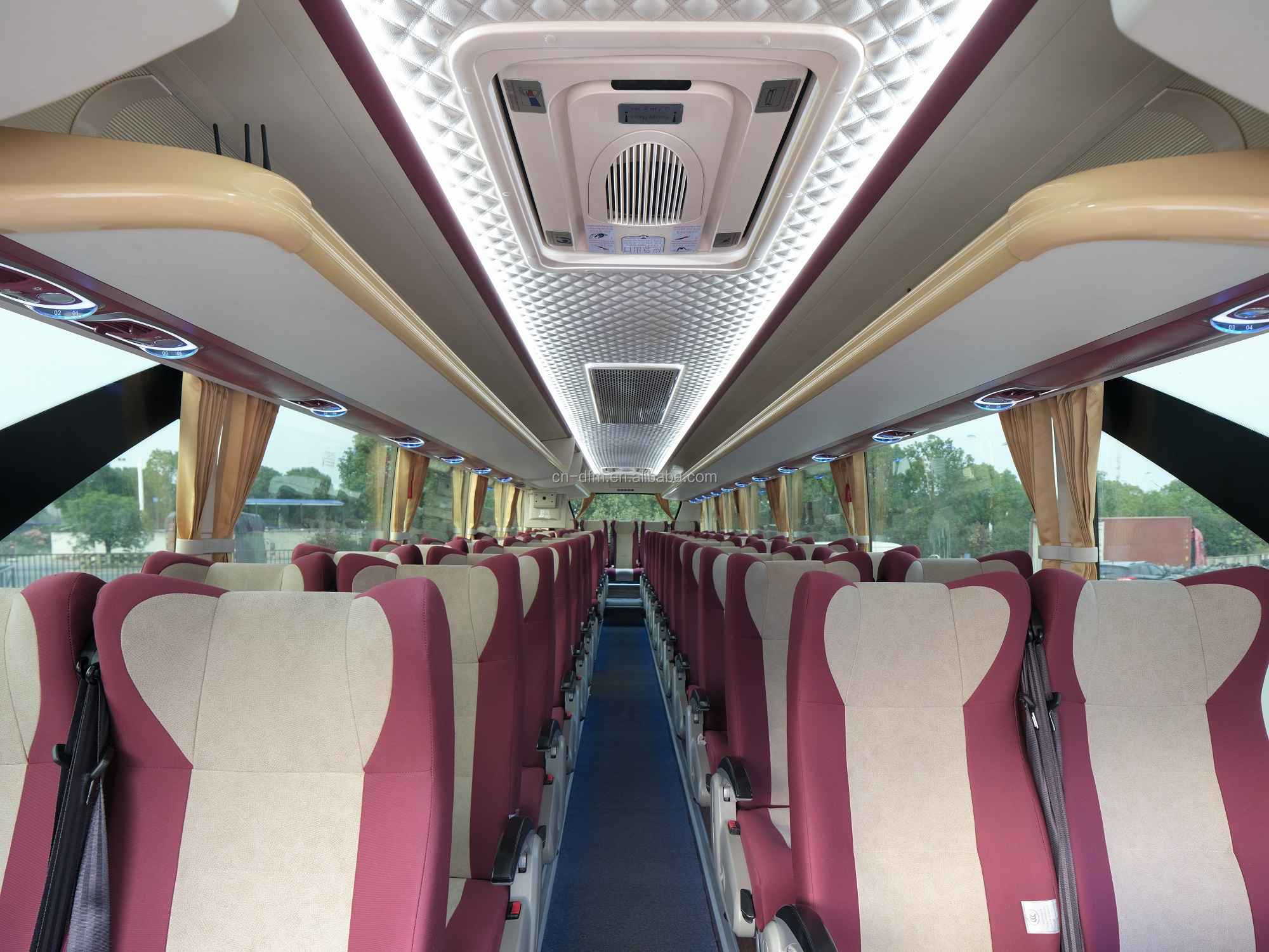Public Bus Style 53 Seats 12m Color Design Luxury Coach Bus with Deisel Fuel