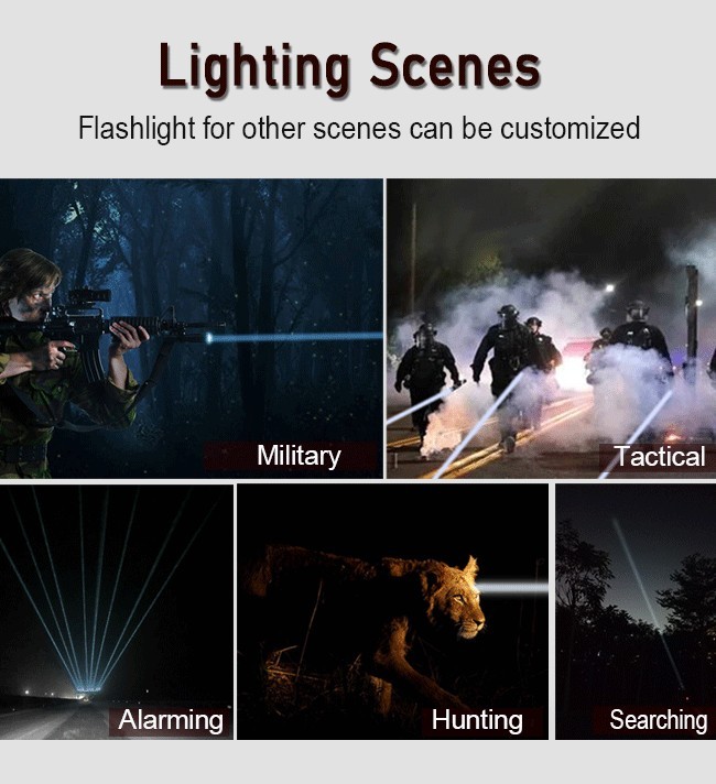 White LED Laser Flashlight , Aluminum Alloy Portable LED Torch Rechargeable