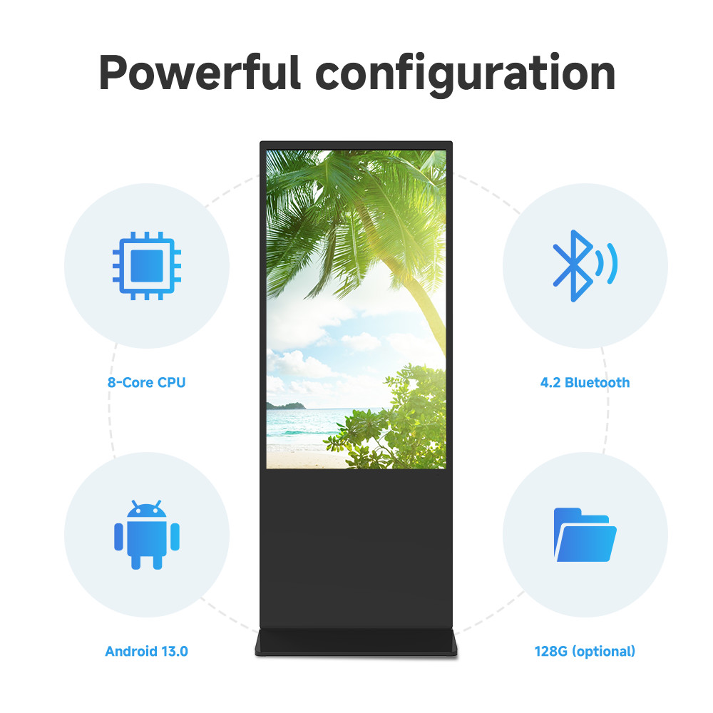 89 Visual Angle Floor Standing Digital Signage 1920 X 1080 Resolution 65''