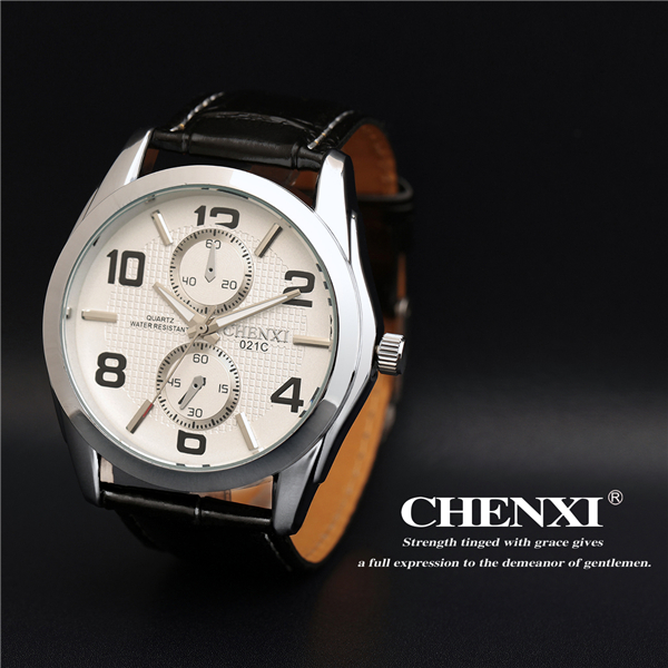 Cheap Stainless Steel Watches L021C CHENXI Branding Watches Black White Leather Watches