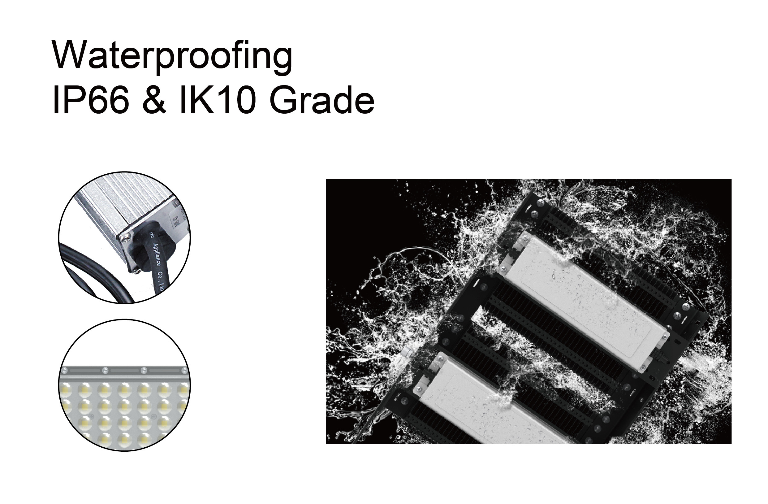 Outdoor Flood light High Luminous Flux CE ROHS IP66 IK10 10KV 480W 145LM/W