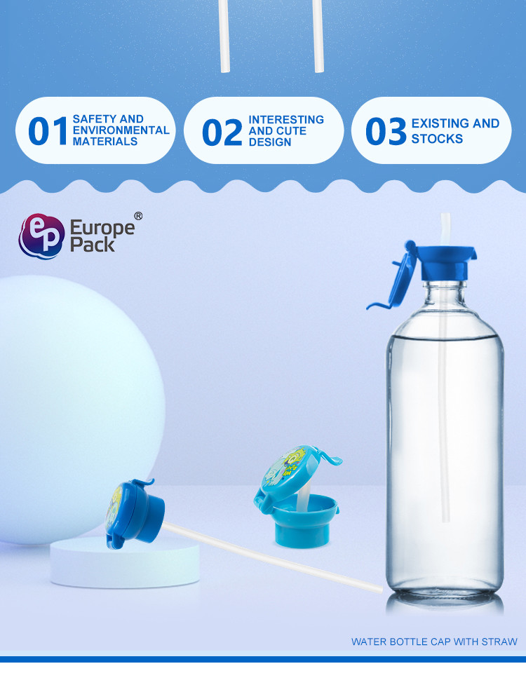 Wholesale Cartoon design child resistance cap cute plastic water bottle caps with straw