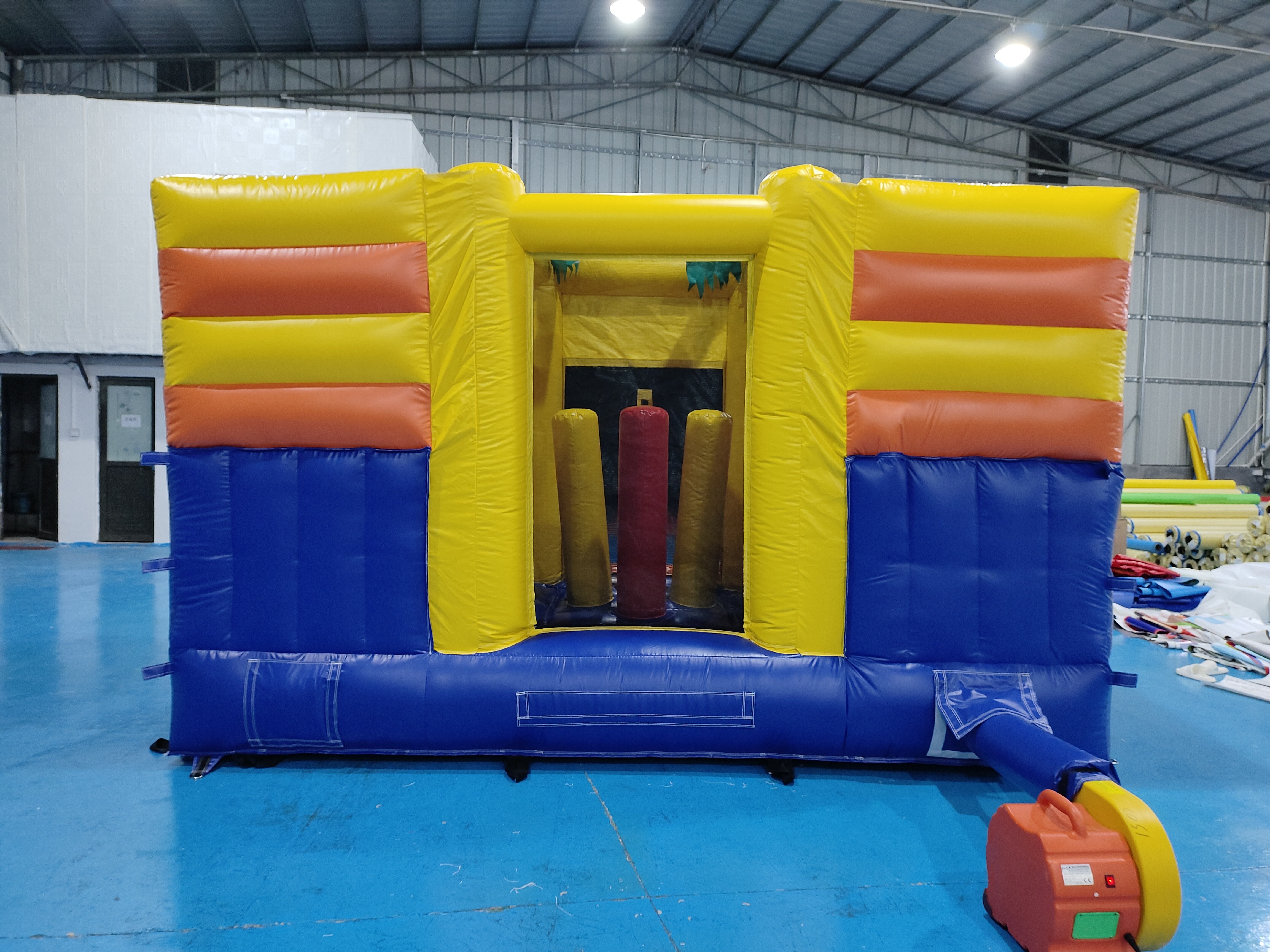 Commercial Inflatable Bounce House With Double Slides Inflatable Water Slides Yellow Jungle For Outdoor Party