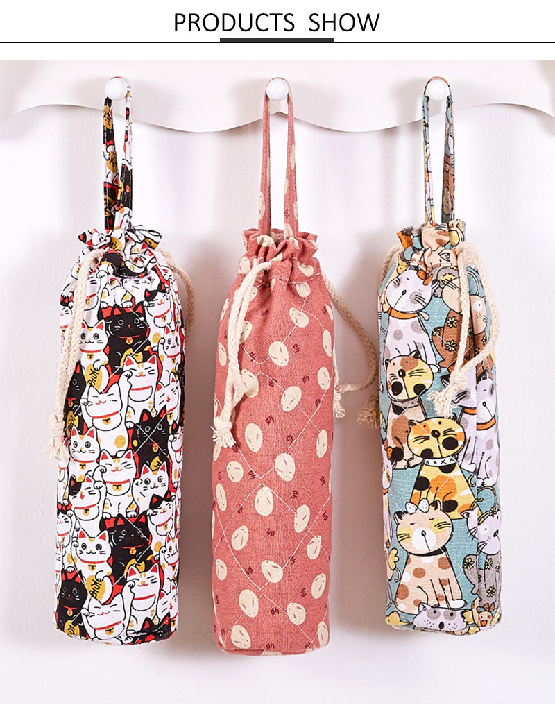 Drawstring Closure Canvas Wine Bottle Protector