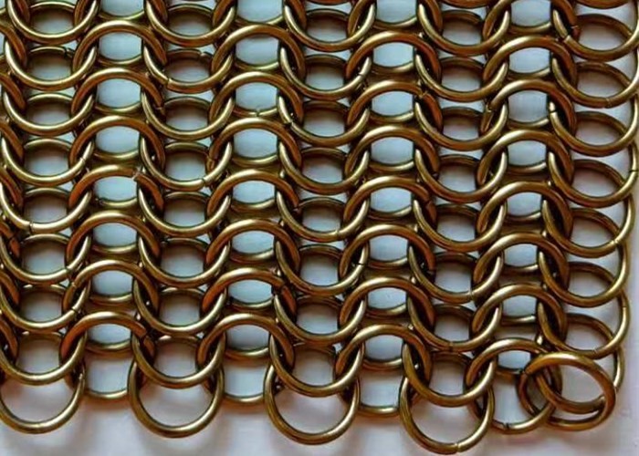 Chainmail Weave Ring Mesh Type Antique Appearance Metal Mesh Drapery With Metallic Color For Window Sun Shade