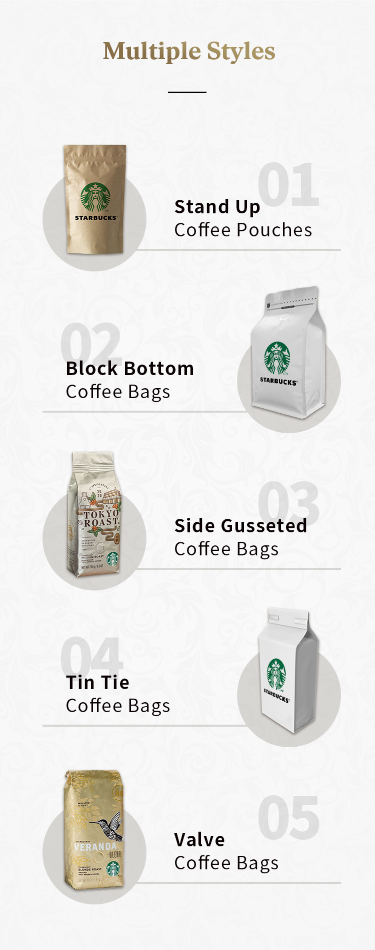 100g 5lb Aluminium Foil Coffee Stand Up Pouches , Custom Coffee Bean Bags With Valve