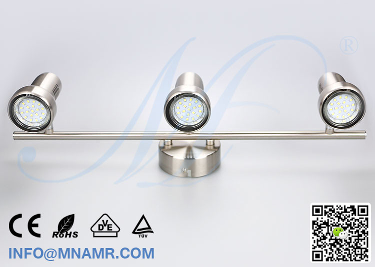 3 Outlets Spot Light Ceiling Bar Light Chrome Come With AC220V 3X5W GU10 LED Lamp