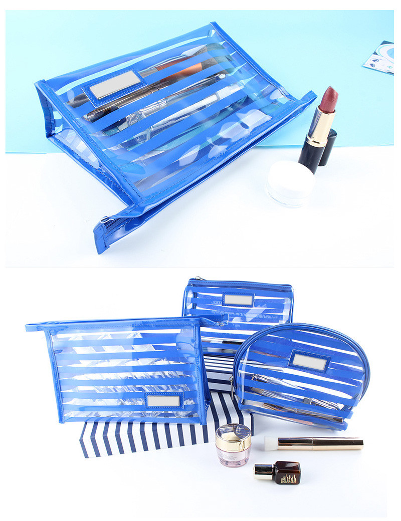 Multi-Functional Transparent Clear Strip Pattern PVC Cosmetic Bag